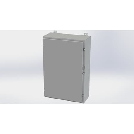 Saginaw Control & Engineering Clamps with Padlock Hasp Electrical Enclosures, 36 in H, 10 in D, 24 in W, NEMA 4, Carbon Steel SCE-36H2410LP